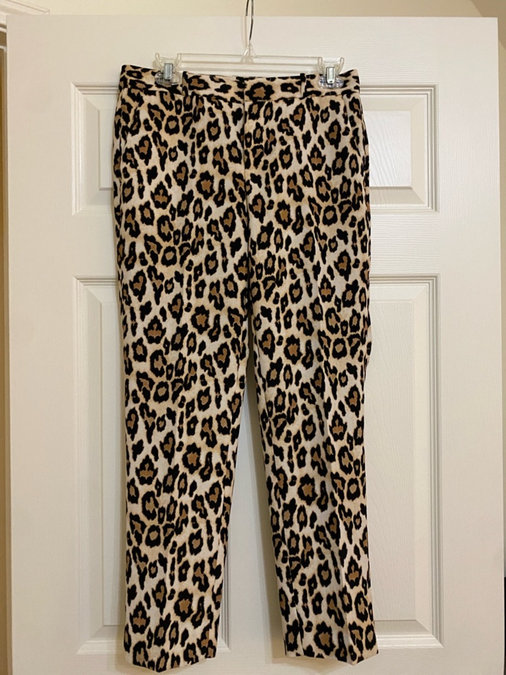 Banana Republic Leopard Print Straight Leg Pants - Cream & Brown size 2 like new
